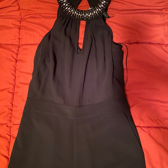 Haltered formal jumpsuit w/ jewelled neck lining - Picture 2 of 3